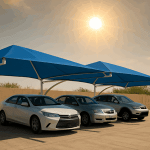 مظلات سيارات تحت الشمس الحارقة
